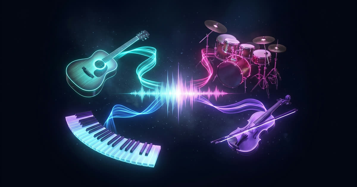 Tách nhạc cụ khỏi bài hát: piano, guitar, trống, violin, mỗi nhạc cụ một dải sóng riêng