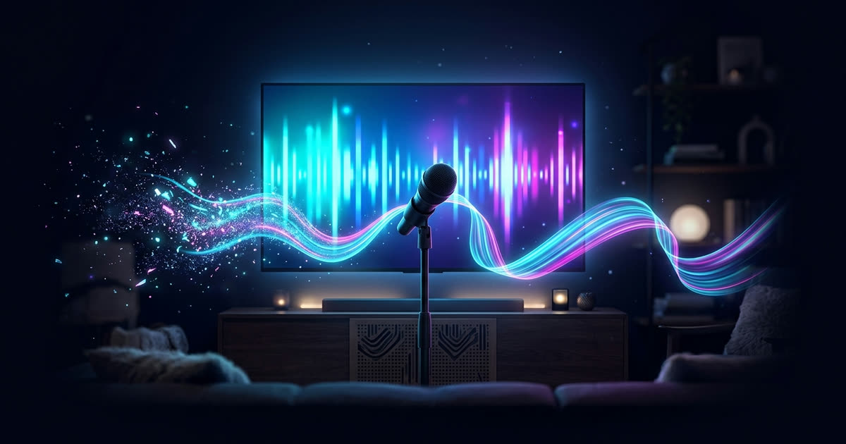 Tách giọng hát làm karaoke: micro trước màn hình, dải nhạc tách thành giọng hát và nhạc nền